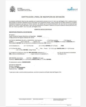 Certificado de defuncion online