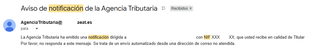 notificación agencia tributaria