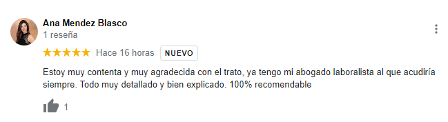 reseña de Google My Business de abogado laboralista de Garón